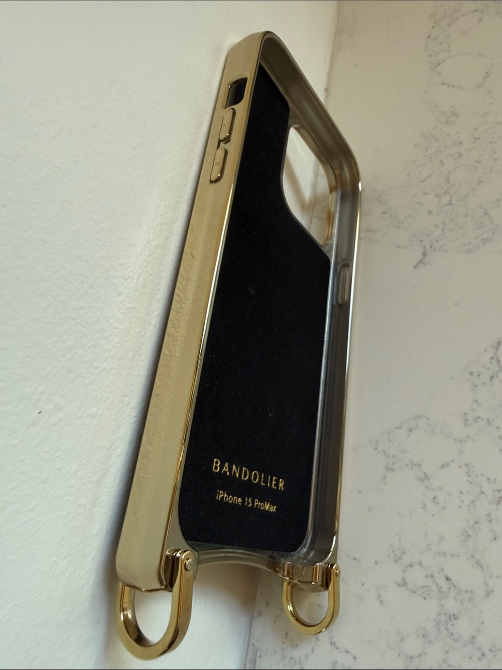 Bandolier Black Crocodile-Embossed Phone Case IPHONE 15 ProMax Gold Hardware - Picture 6 of 10